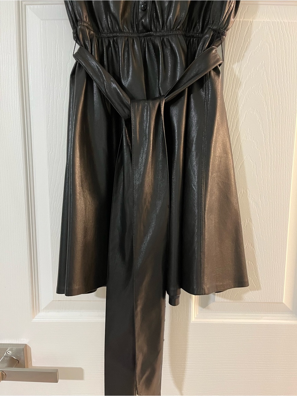 Alice + Olivia Black Faux Leather Shirt Dress - Picture 5 of 5